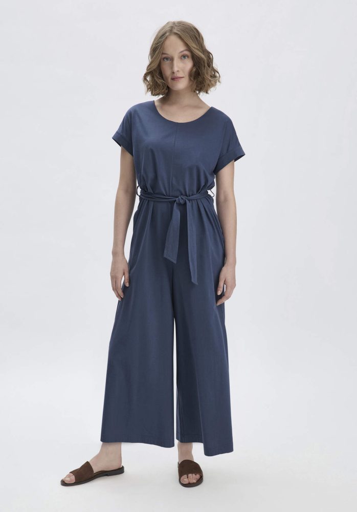 hessnatur Damen Jersey Jumpsuit Oversize aus Bio-Baumwolle - blau Grösse42