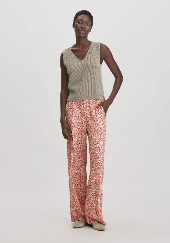 hessnatur Damen Print Hose Wide Leg Relaxed aus LENZING™ ECOVERO™ Viskose - braun Grösse48