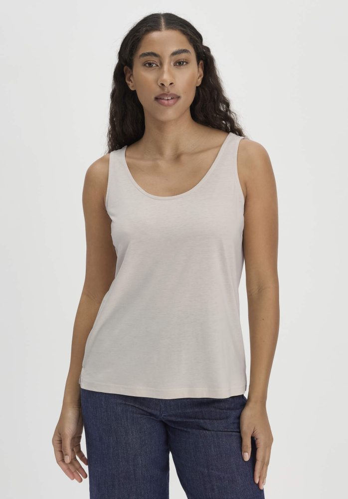 hessnatur Damen Jersey Top Relaxed aus TENCEL™ Lyocell mit Bio-Baumwolle - beige Grösse38
