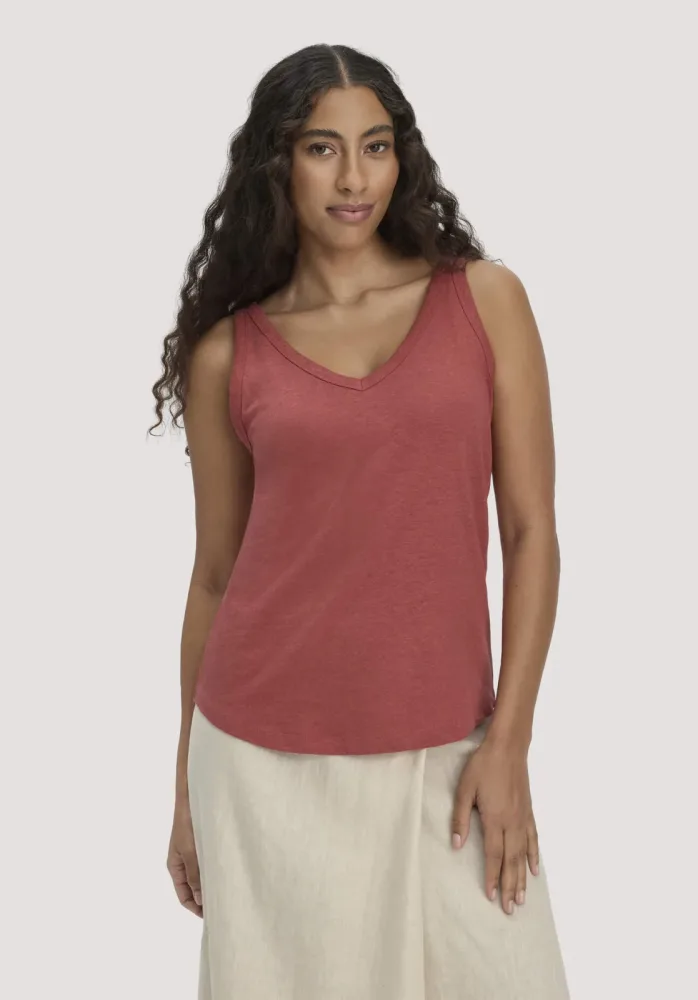 hessnatur Damen Jersey Top Regular aus Leinen und Bio-Baumwolle - braun Grösse34