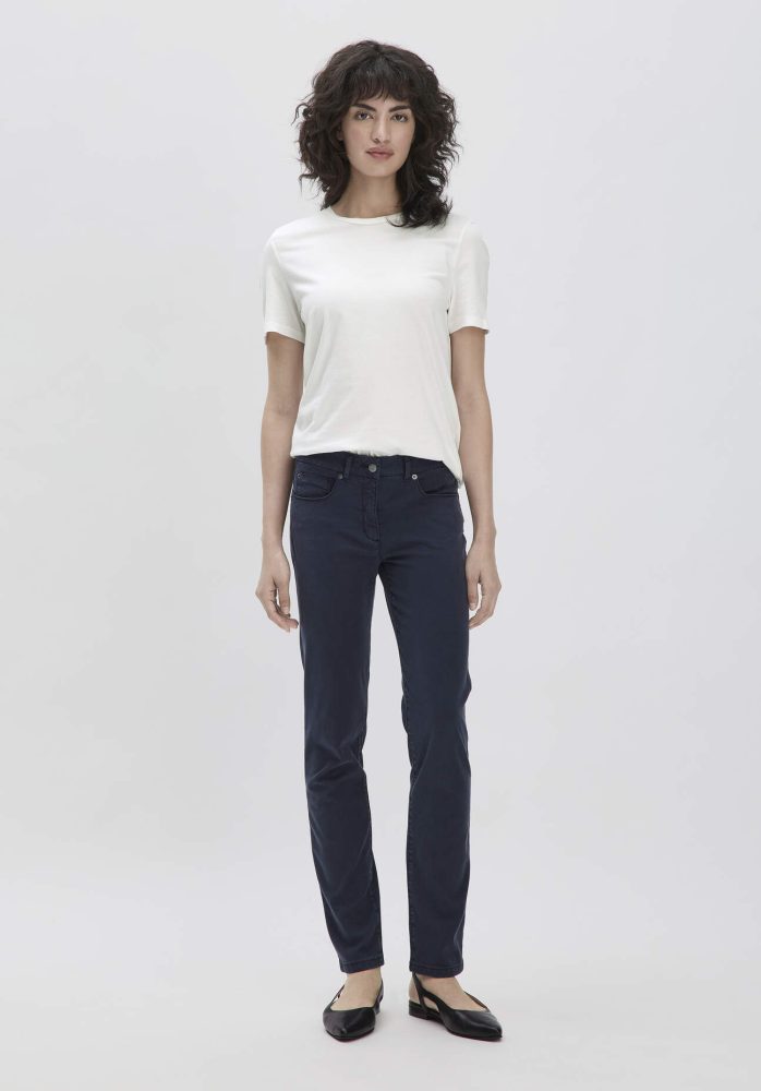 hessnatur Damen 5-Pocket Hose Skinny aus TENCEL™ Lyocell mit reiner Bio-Baumwolle - blau Grösse46