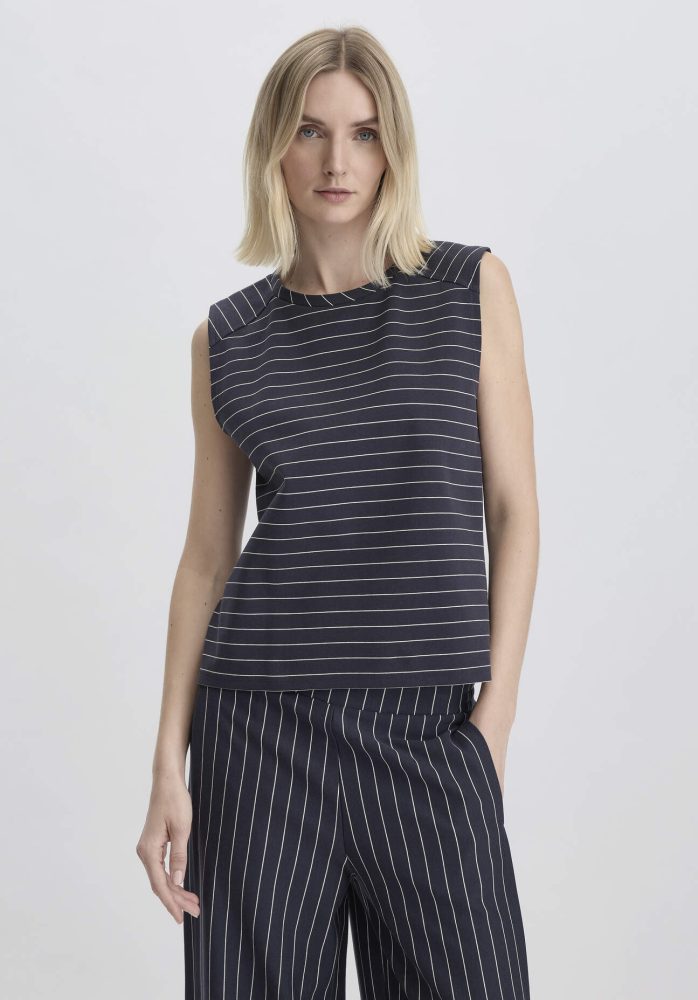 hessnatur Damen Streifen Jersey Top Relaxed aus weicher Bio-Baumwolle - blau Grösse48