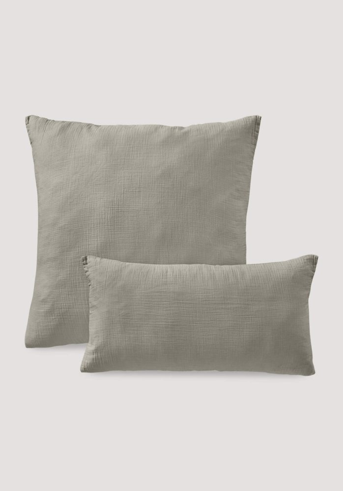 hessnatur Musselin Kissenbezug aus Bio-Baumwolle - beige Grösse80x80 cm