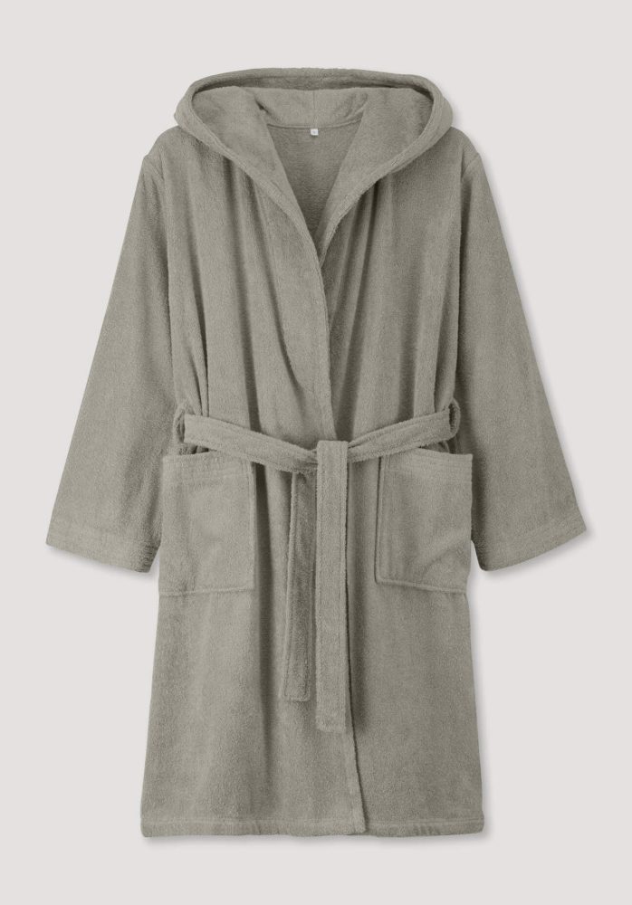 hessnatur Kurzer Bademantel Relaxed aus Bio-Baumwolle - beige GrösseL