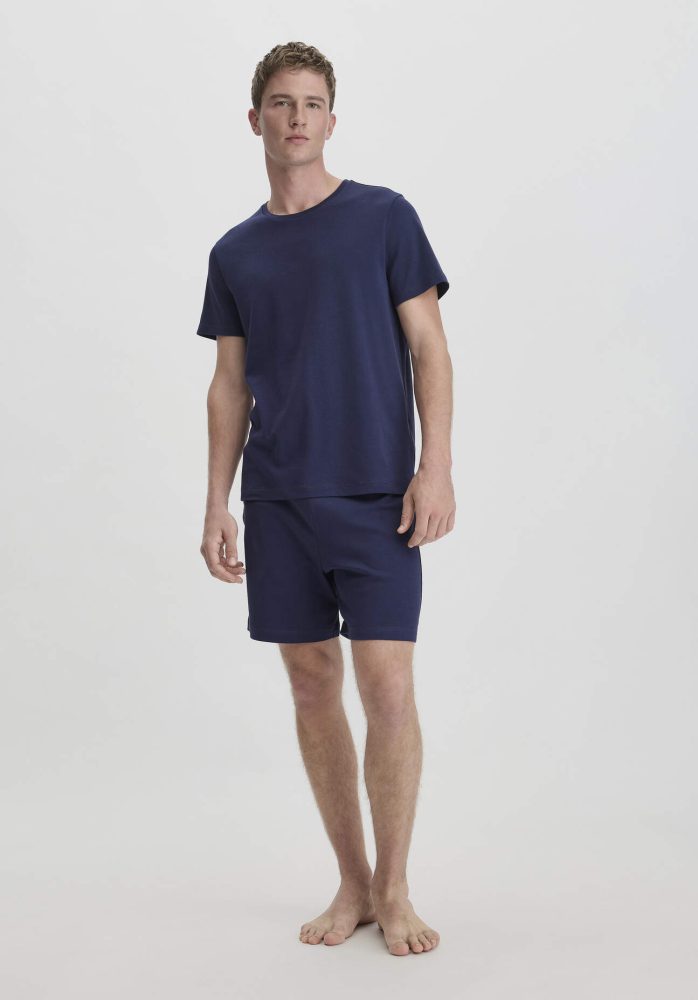 hessnatur Herren Pyjama PURE NATURE aus Bio-Baumwolle - blau Grösse46