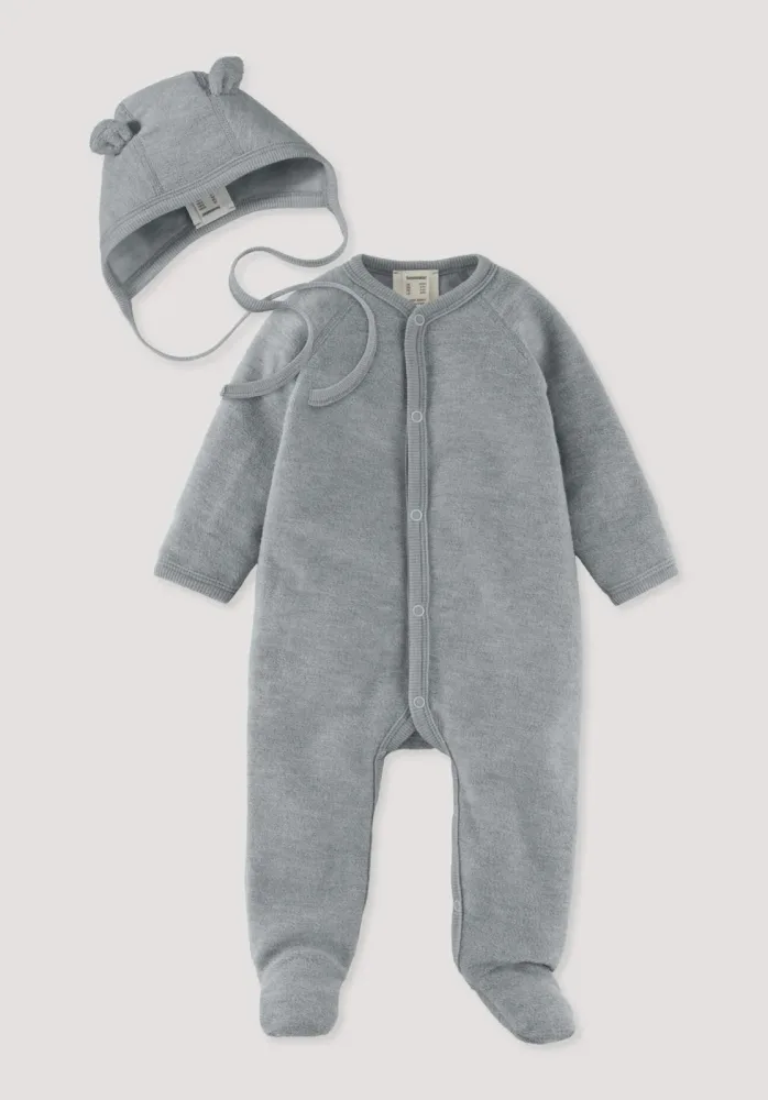 hessnatur Baby Erstlingsausstattung Wollfrottee aus Bio-Merinowolle - blau - Größe 62/68