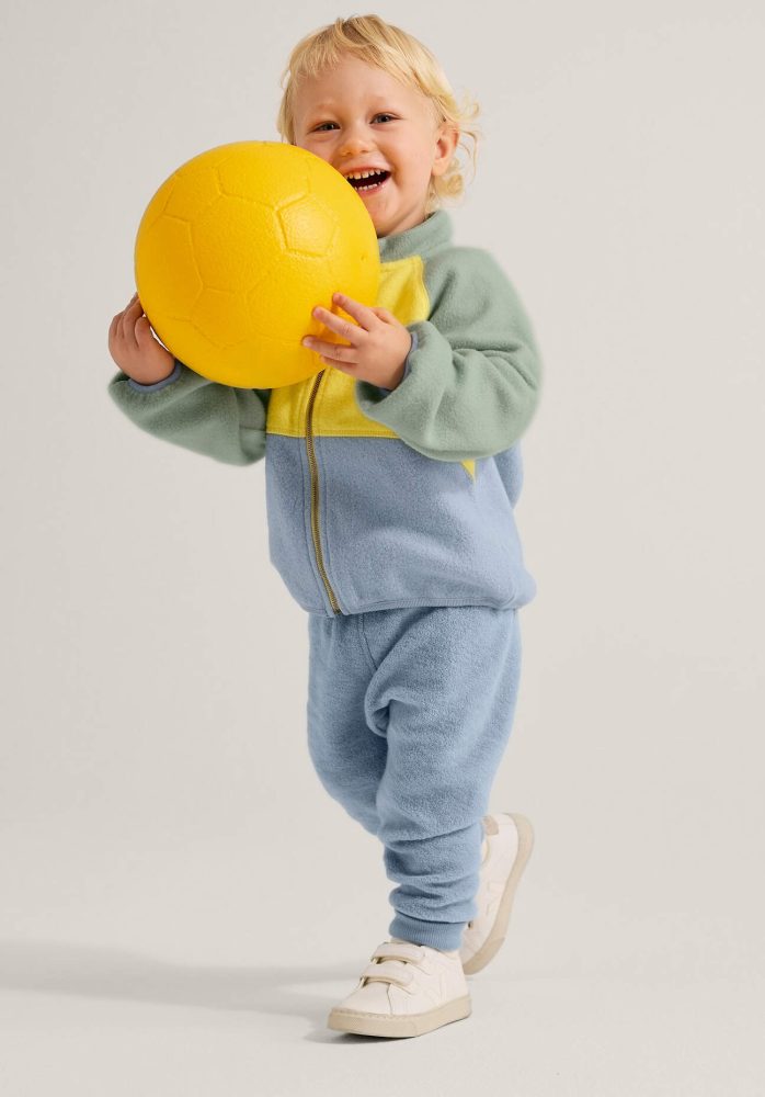 hessnatur Baby Wollfrottee Hose aus Bio-Merinowolle - blau Grösse74/80