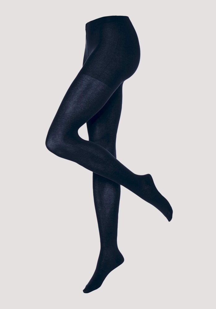 hessnatur Feinstrumpfhose aus Bio-Baumwolle - blau Grösse44/46
