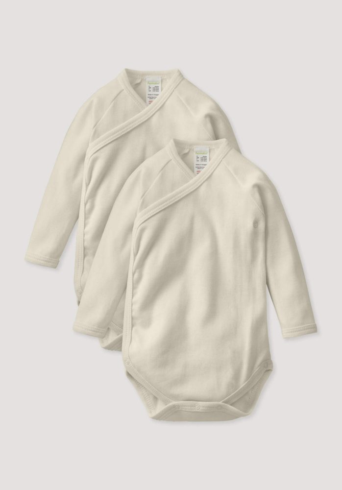 hessnatur Baby Wickelbody Langarm im aus Bio-Baumwolle - naturfarben Grösse62/68