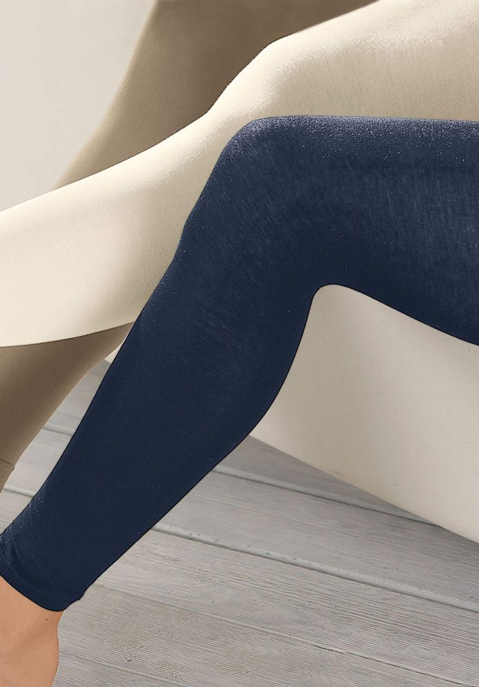 hessnatur Feinstrumpf-Leggings aus Bio-Baumwolle - blau Grösse40/42