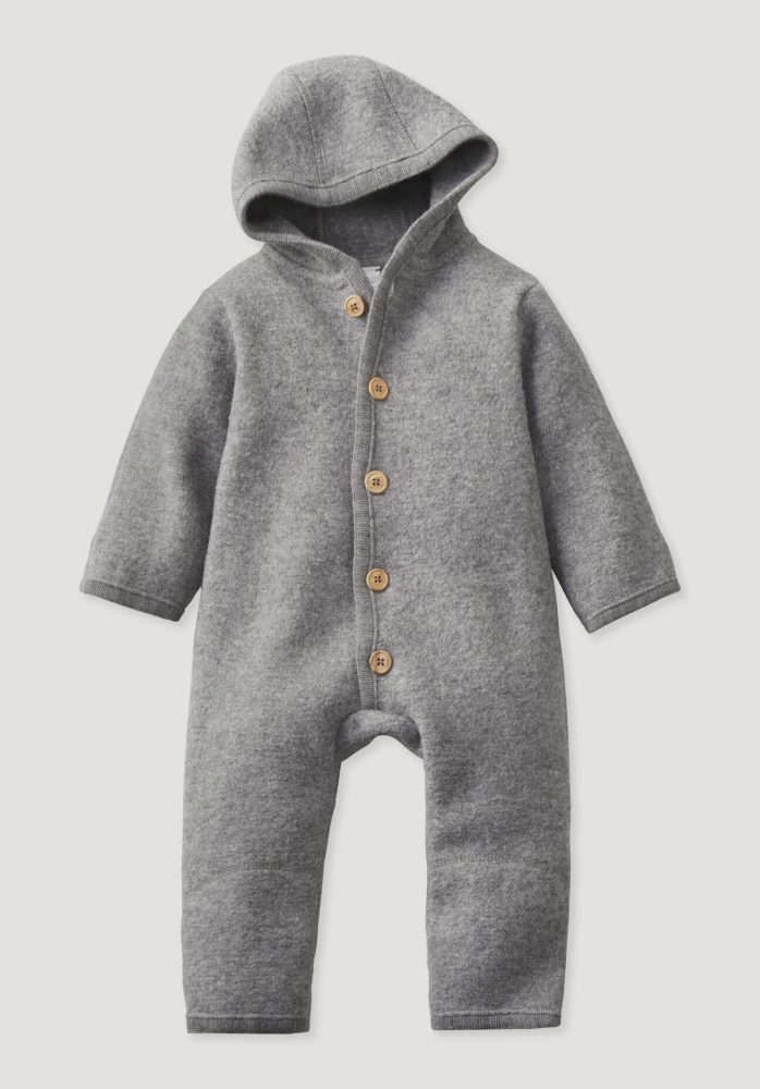 hessnatur Baby Wollwalk Overall aus Bio-Merinowolle - grau Grösse74/80