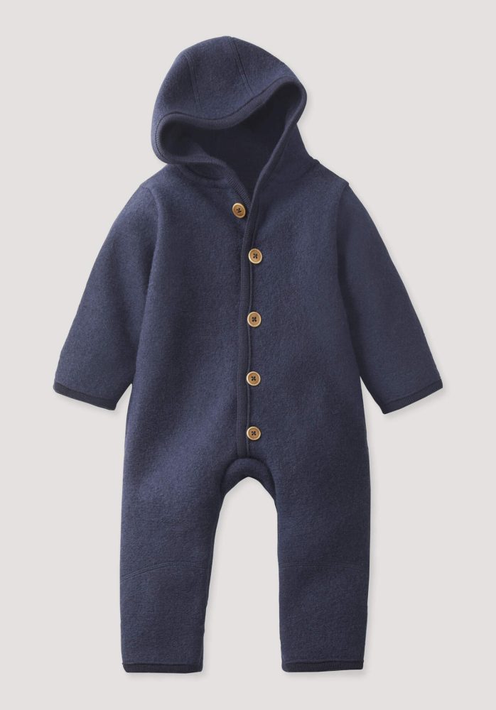 hessnatur Baby Wollwalk Overall aus Bio-Merinowolle - blau Grösse86/92
