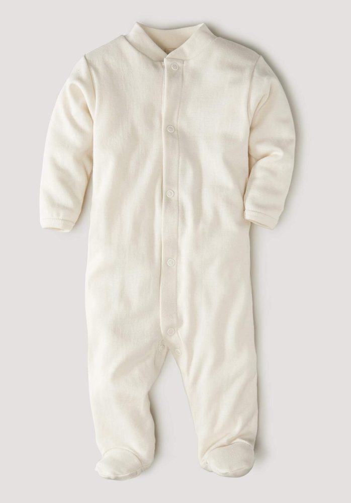 hessnatur Baby Schlafoverall aus Bio-Baumwolle - naturfarben Grösse50/56
