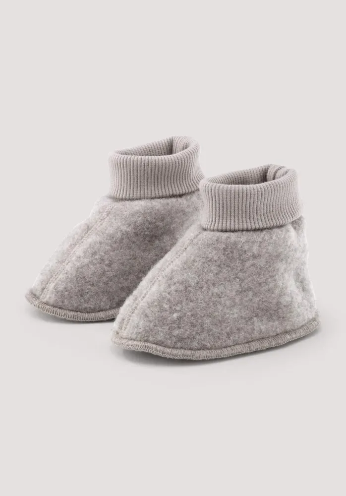 hessnatur Baby Wollfleece Schuhe aus Bio-Merinowolle - grau - Größe 50/56
