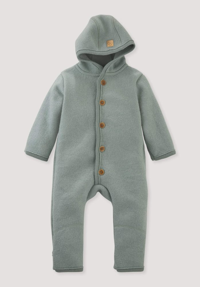 hessnatur Baby Wollwalk Overall aus Bio-Merinowolle - grün Grösse98