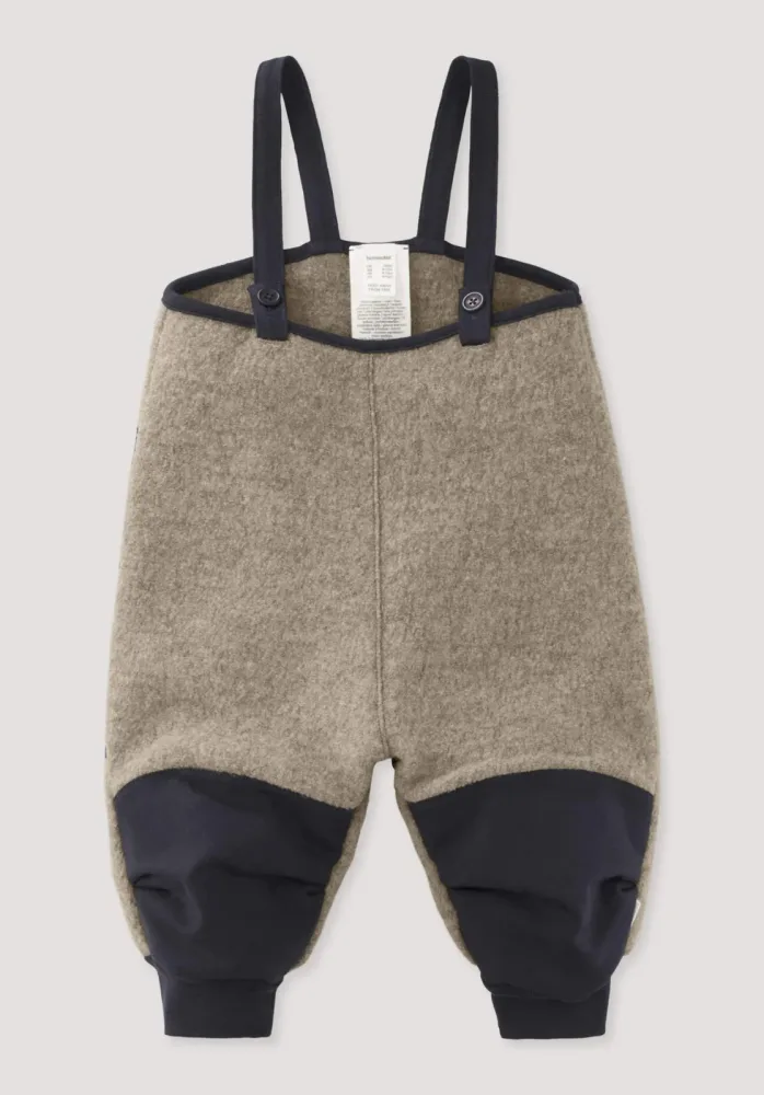 hessnatur Baby Wollwalk Latzhose aus Bio-Merinowolle mit Nature Shell - grau - Größe 86/92