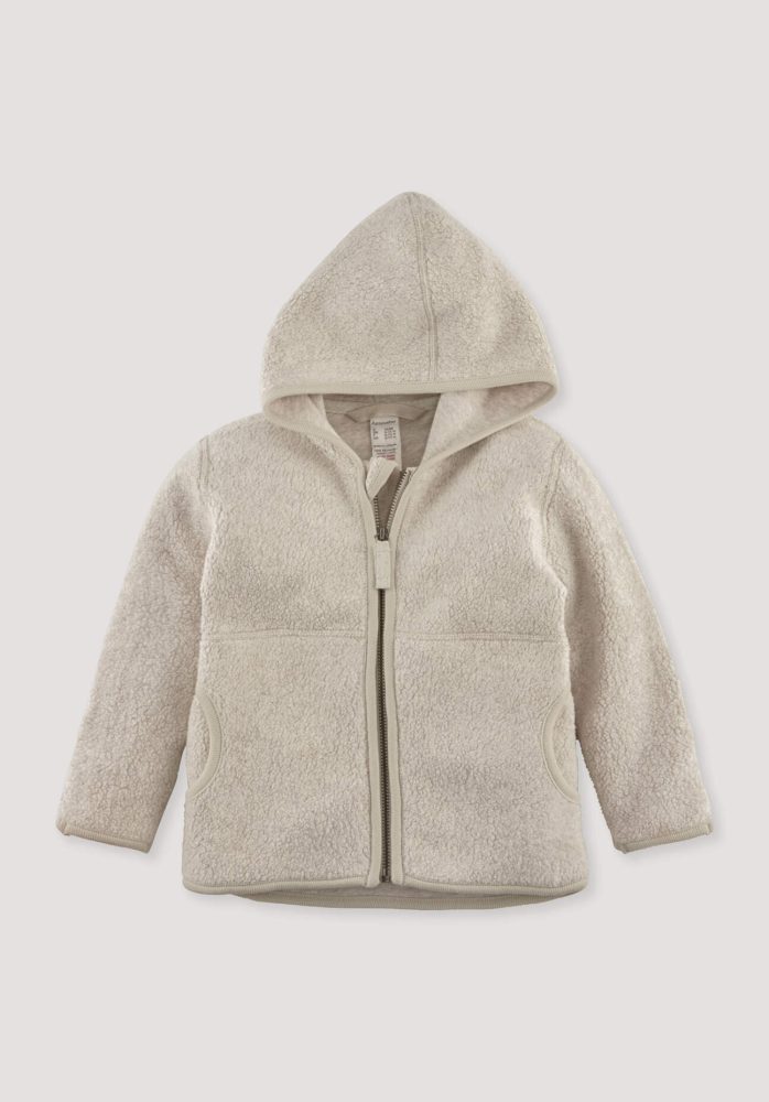hessnatur Baby Fleece Jacke aus Bio-Baumwolle - beige Grösse98/104
