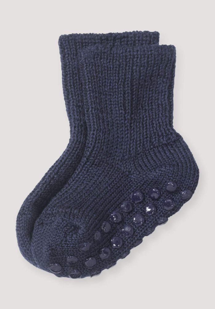 hessnatur Baby Stoppersocke aus Bio-Merinowolle - blau Grösse25-26
