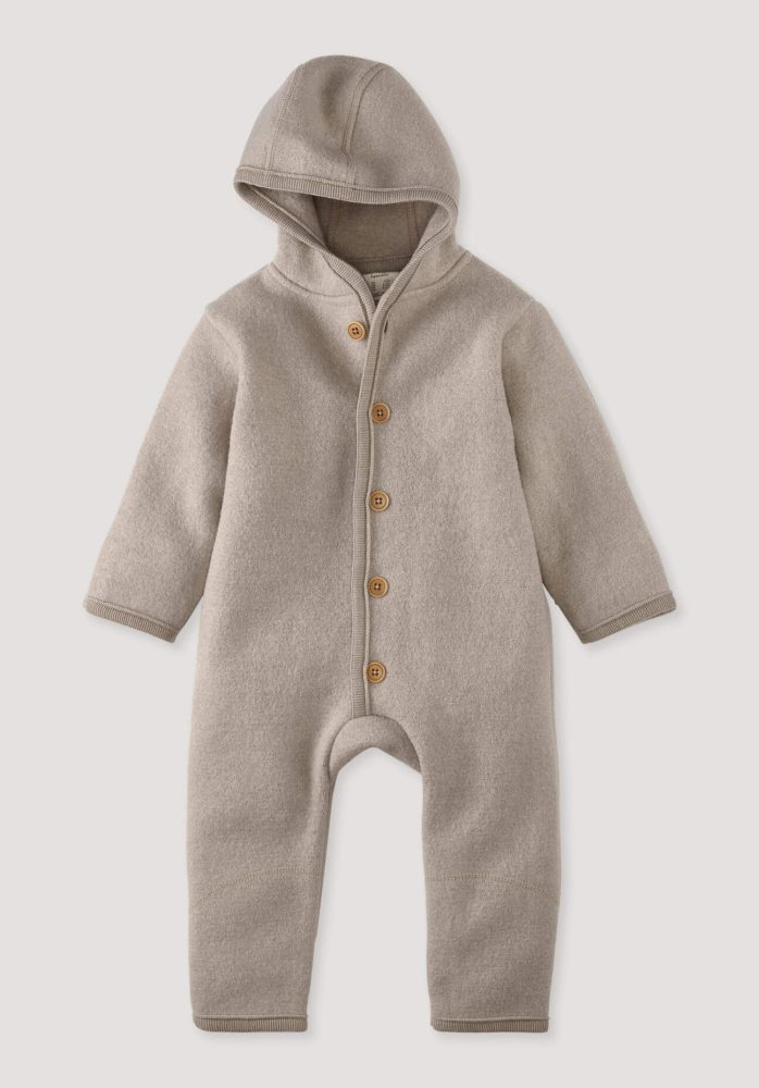 hessnatur Baby Wollwalk Overall aus Bio-Merinowolle - beige Grösse62/68