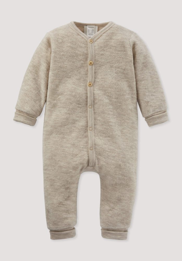 hessnatur Baby Wollfrottee Overall aus Bio-Merinowolle - beige Grösse98/104