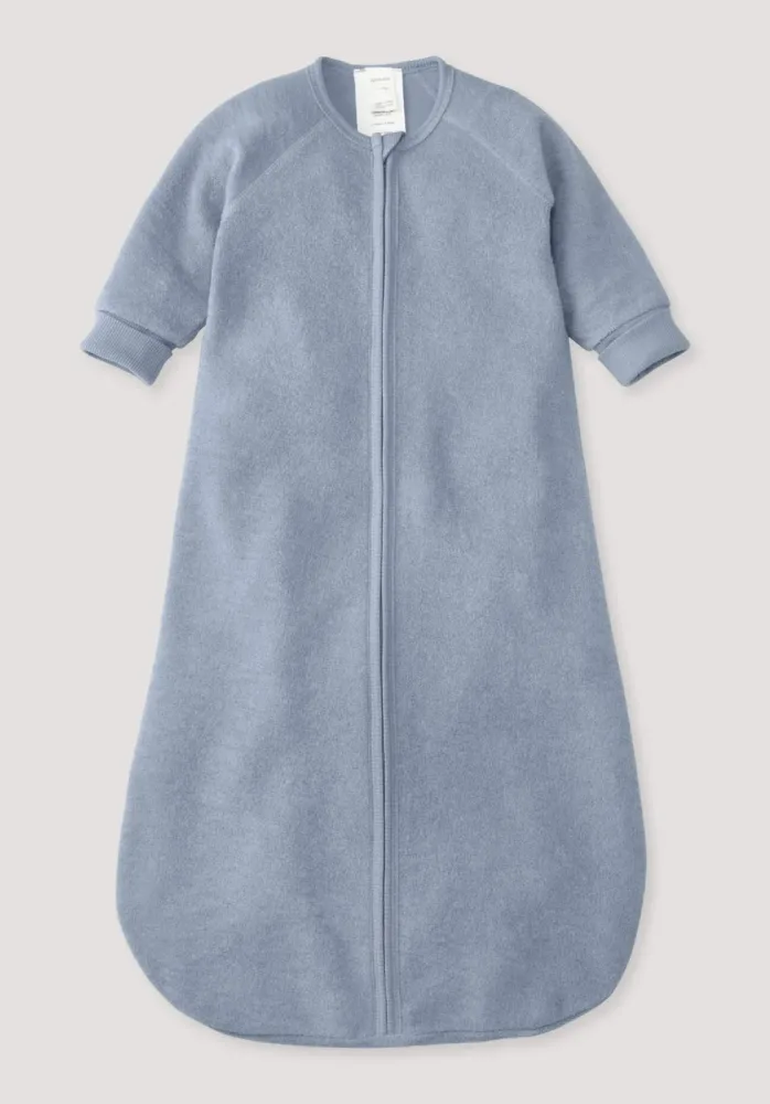 hessnatur Baby Wollfrottee Schlafsack aus Bio-Merinowolle - blau Grösse110 cm