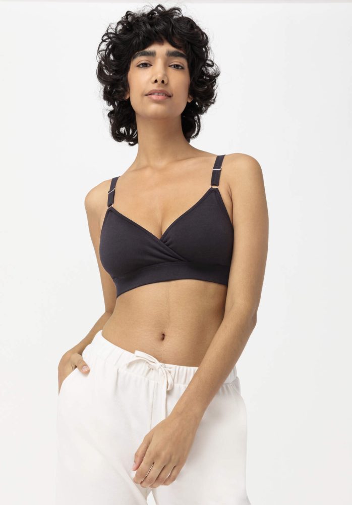 hessnatur Damen Still-Bustier bügelllos COTTON FEEL aus Bio-Baumwolle - schwarz GrösseL
