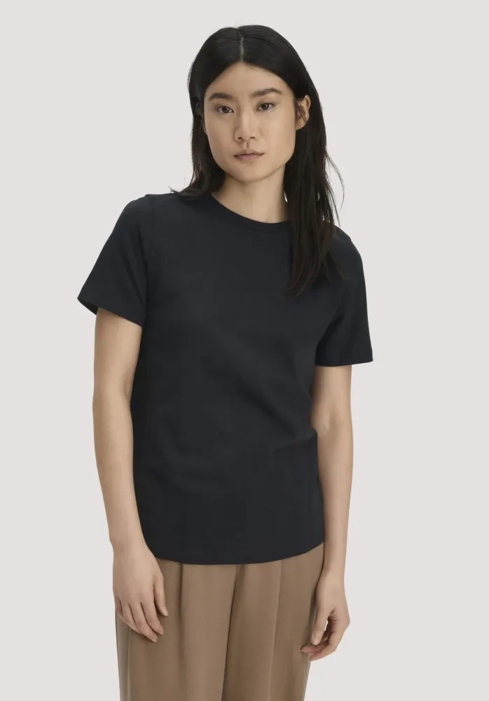 hessnatur Damen Heavy T-Shirt Relaxed aus Bio-Baumwolle - schwarz - Größe 36