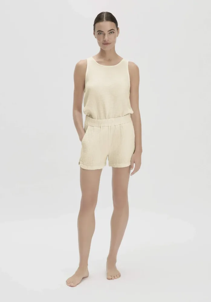 hessnatur Damen Musselin Schlafshorts PURE COMFORT aus Bio-Baumwolle - naturfarben Grösse40