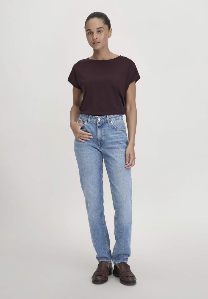 hessnatur Damen Jeans HANNA Mom High Rise aus Bio-Denim - blau Grösse27/30
