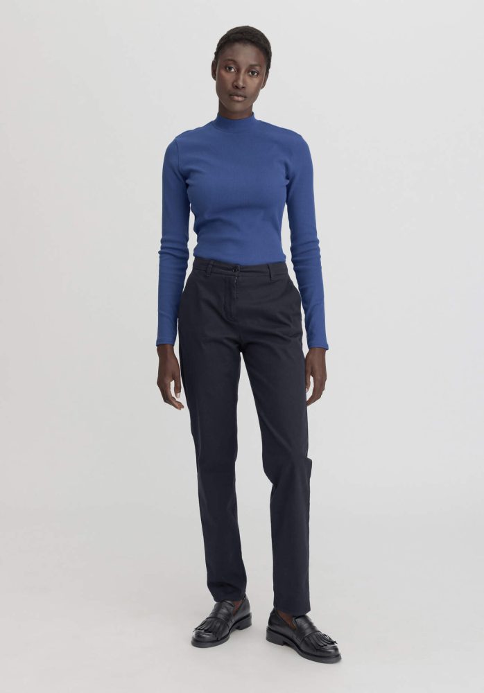 hessnatur Damen Chino Straight Leg Regular aus Bio-Baumwolle - blau Grösse34