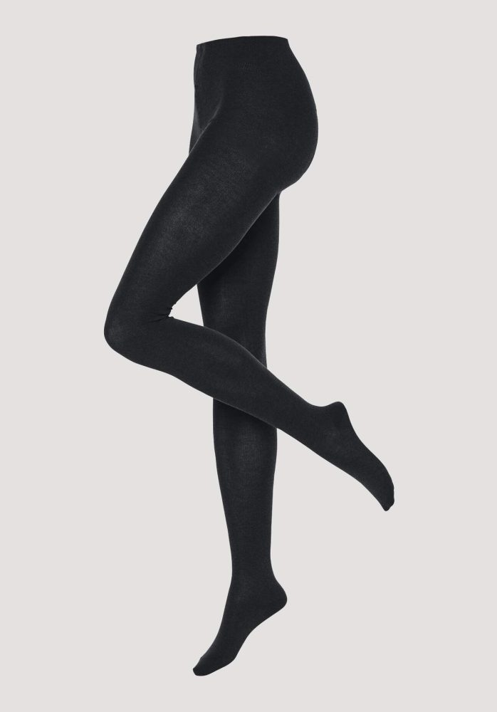 hessnatur Blickdichte Strumpfhose aus Bio-Baumwolle - schwarz Grösse36/38