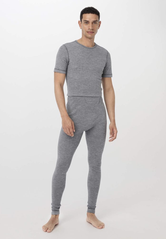 hessnatur Herren Leggings Regular aus Bio-Baumwolle mit Bio-Merinowolle und Seide - grau Grösse6 = L