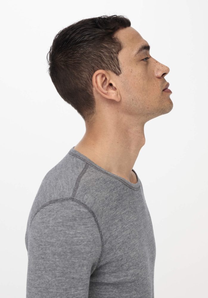 hessnatur Herren Longsleeve PURE FUNCTION mit Bio-Merinowolle und Seide - grau Grösse4 = S