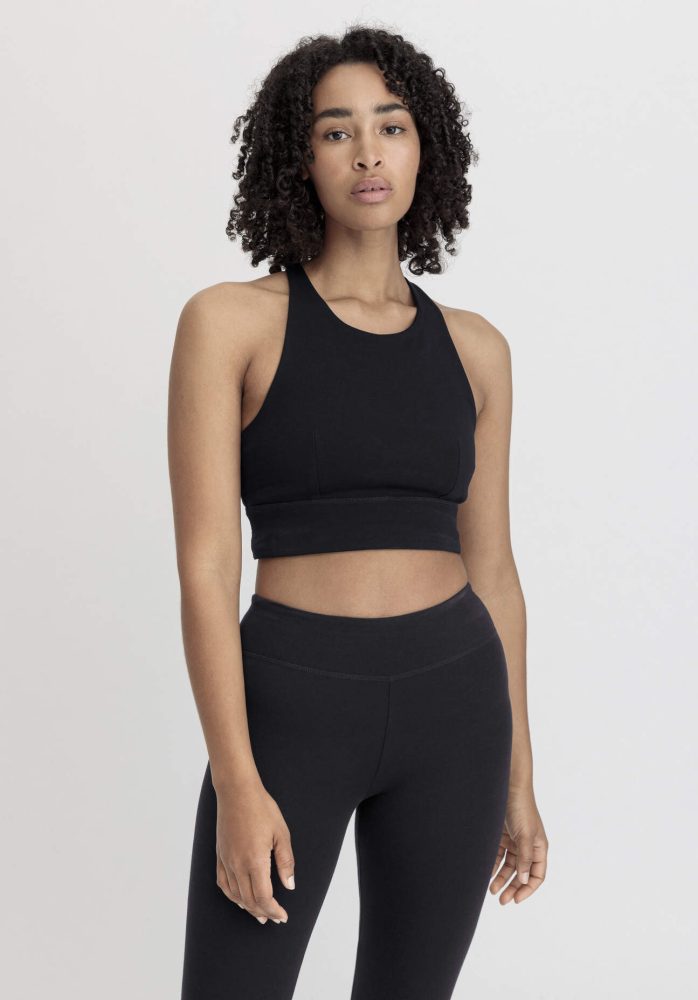 hessnatur Loungewear Bustier Highneck ACTIVE LIGHT aus Bio-Baumwolle - schwarz Grösse46