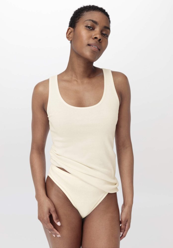 hessnatur Damen Rundhals Tanktop im 2-Pack PURE COTTON aus Bio-Baumwolle - naturfarben Grösse34