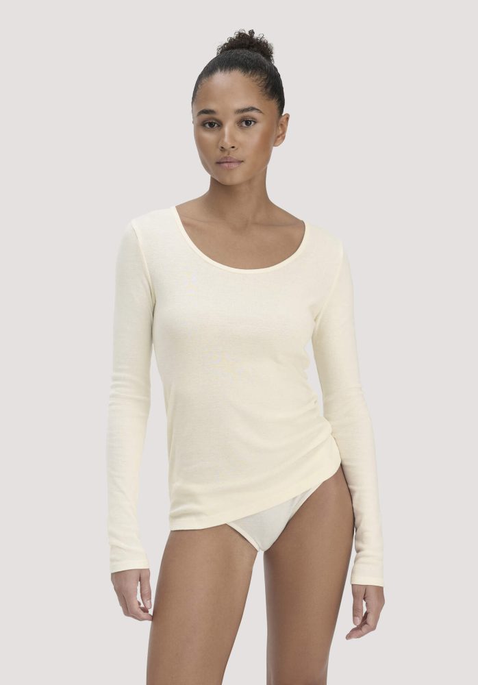 hessnatur Damen Longsleeve PURE NATURE aus Bio-Baumwolle - naturfarben Grösse34