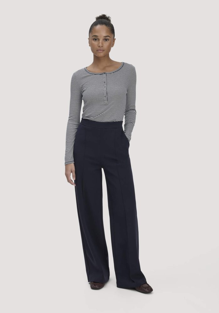 hessnatur Damen Jersey Hose Wide Leg Relaxed aus Bio-Baumwolle - blau Grösse40