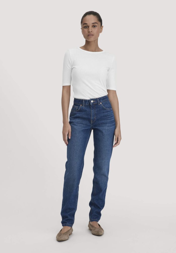 hessnatur Damen Jeans HANNA Mom High Rise aus Bio-Denim - blau Grösse28/32