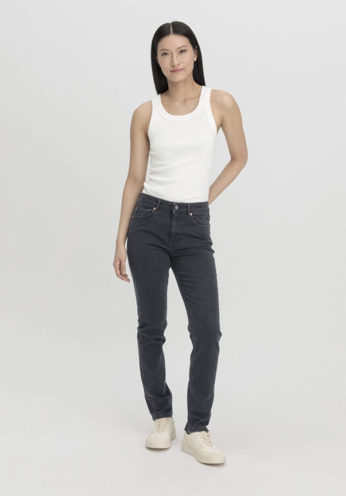 hessnatur Damen Jeans LINN High Rise Slim aus Bio-Denim - schwarz Grösse26/32
