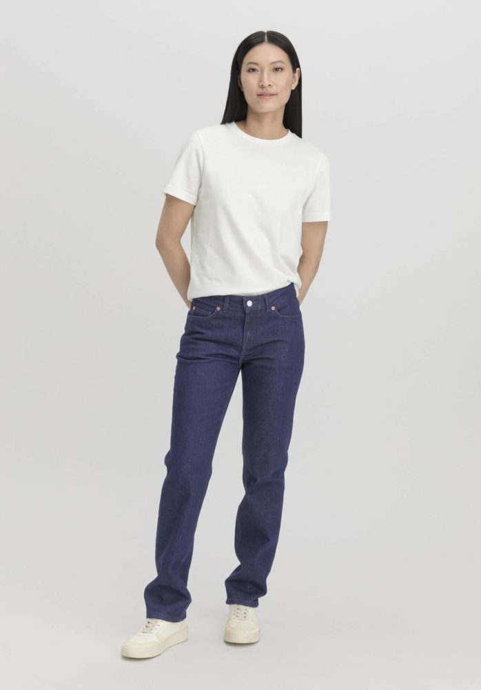 hessnatur Damen Jeans MARIE Mid Rise Straight aus Bio-Denim - blau Grösse26/32