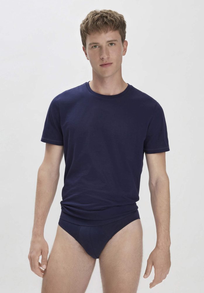 hessnatur Herren Slip Regular Cut COTTON MIX aus Bio-Baumwolle - blau Grösse8 = XXL