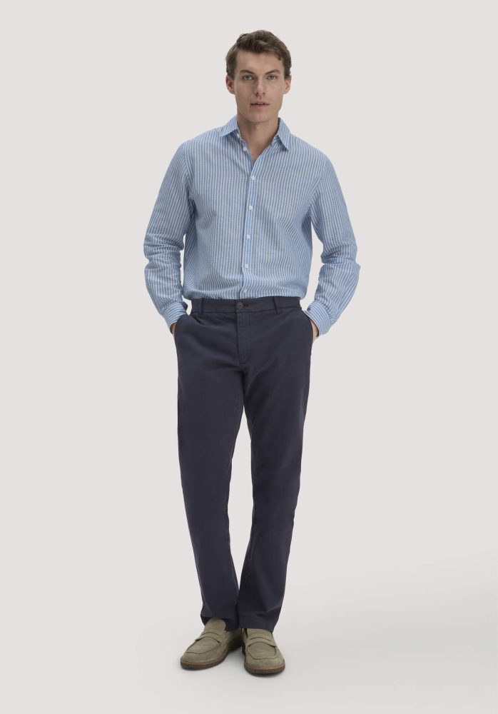 hessnatur Herren Chino LENN Regular aus Bio-Baumwolle - blau Grösse36/34