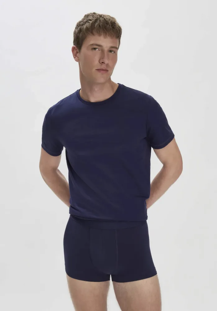 hessnatur Herren Pants Regular Cut im 3er-Pack COTTON MIX aus Bio-Baumwolle - blau - Größe 5 = M