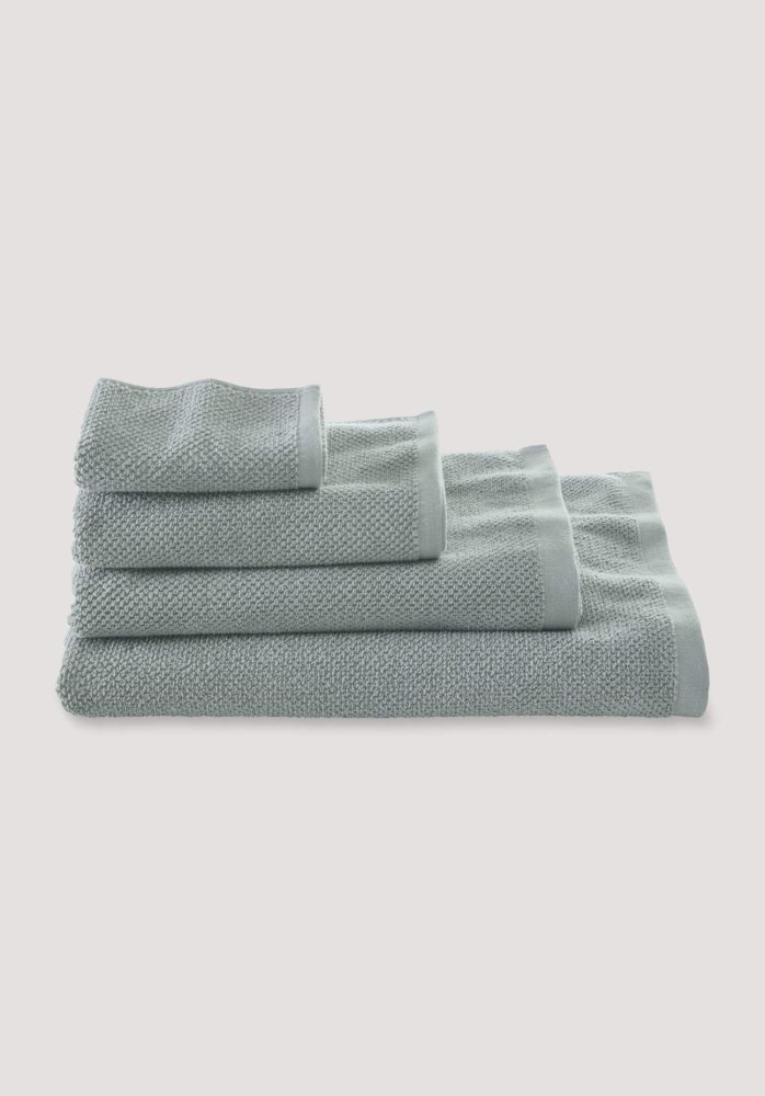 hessnatur Frottier-Handtuch mit Struktur aus Bio-Baumwolle - grün Grösse50x100 cm