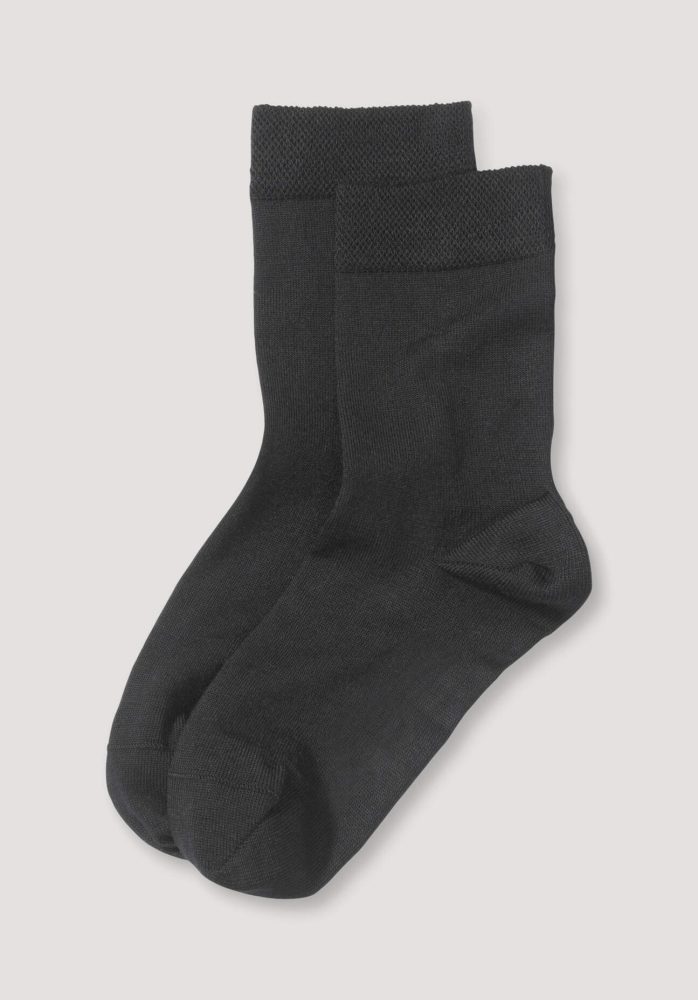 hessnatur Damen Socken im aus Bio-Merinowolle mit Bio-Baumwolle - schwarz Grösse41-43