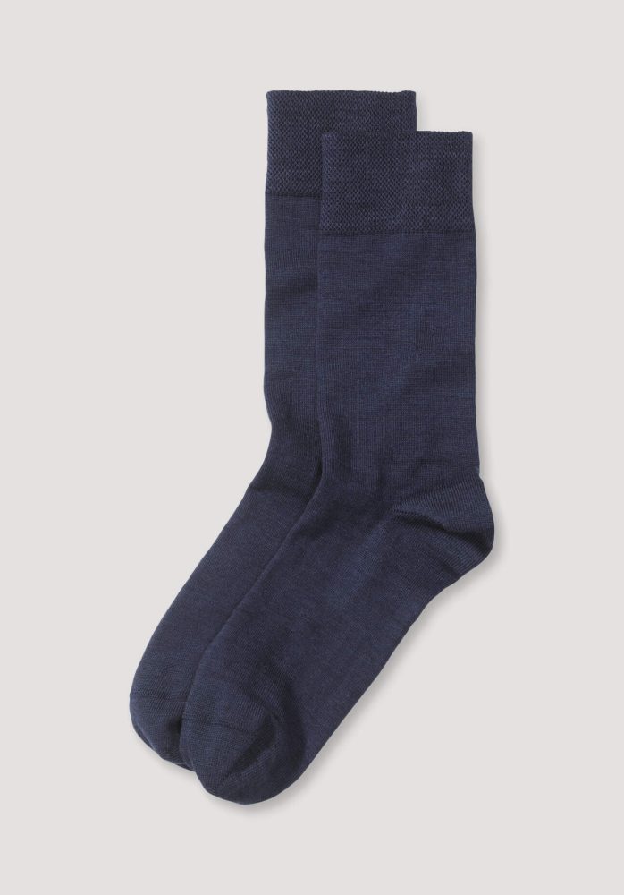 hessnatur Herren Socken im aus Bio-Merinowolle mit Bio-Baumwolle - blau Grösse43-45