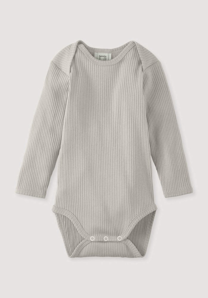 hessnatur Baby Body Langarm aus Bio-Baumwolle mit Bio-Merinowolle - beige Grösse98/104