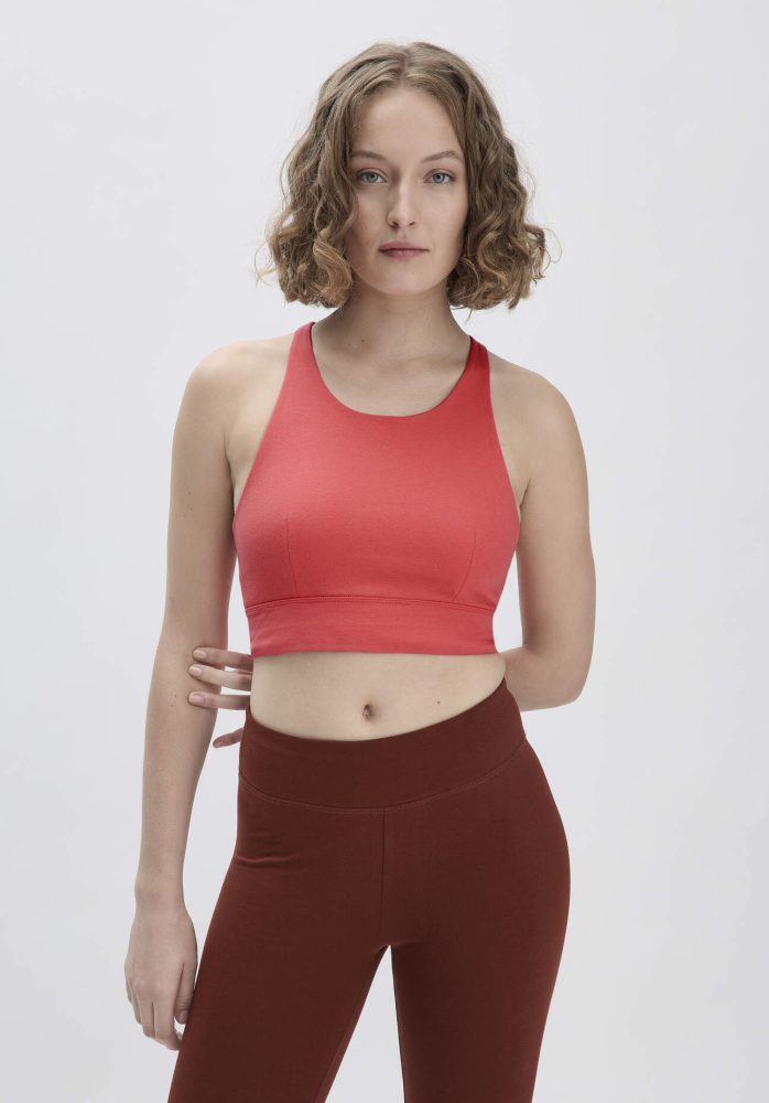 hessnatur Loungewear Bustier Highneck ACTIVE LIGHT aus Bio-Baumwolle - rot Grösse40