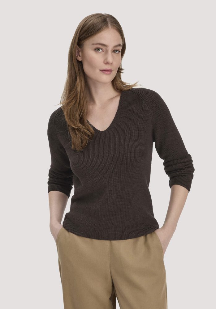hessnatur Damen Strick Pullover Regular aus Bio-Baumwolle - braun GrösseM