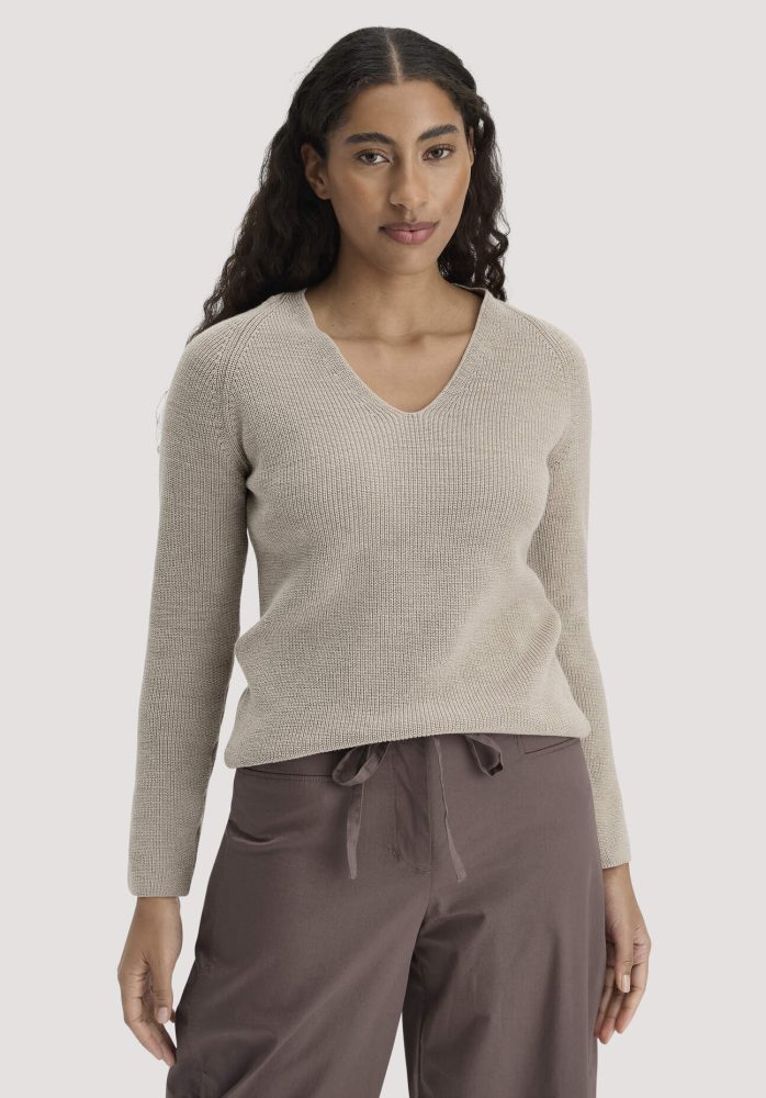 hessnatur Damen Strick Pullover Regular aus Bio-Baumwolle - beige GrösseM